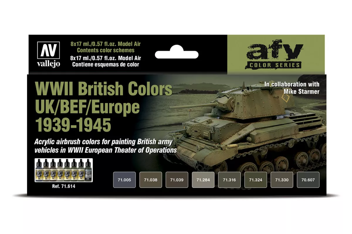 71614  Vallejo Model Air WWII British Colors UK/BEF/Europe 1939-1945  Colour Acrylic Paint Set 8Pcs