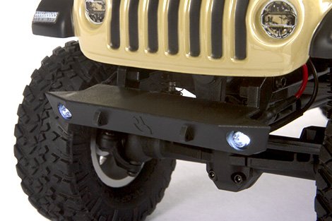 Two bright LED lights are included and are mounted in the front bumper. An extra LED light port on the ESC allows you to add optional LED lights.