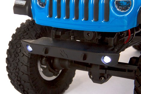 Two bright LED lights are included and are mounted in the front bumper. An extra LED light port on the ESC allows you to add optional LED lights.