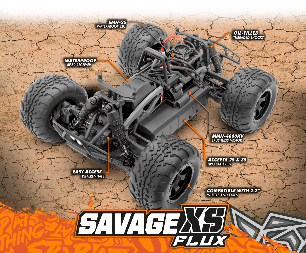 HPI 1/10 Savage XS Flux 4WD Brushless RTR RC Monster Truck