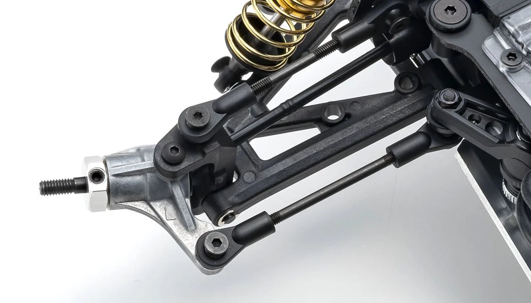 Stabiliser end mounting holes have been added to the front suspension arms. The quality of the material has been optimised for increased strength and driving stability.