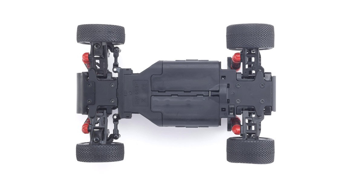 Flat finish to underside of chassis is achieved with contours for each part shape. Efficient design allows tie-rods to be changed simply by removing the chassis cover.