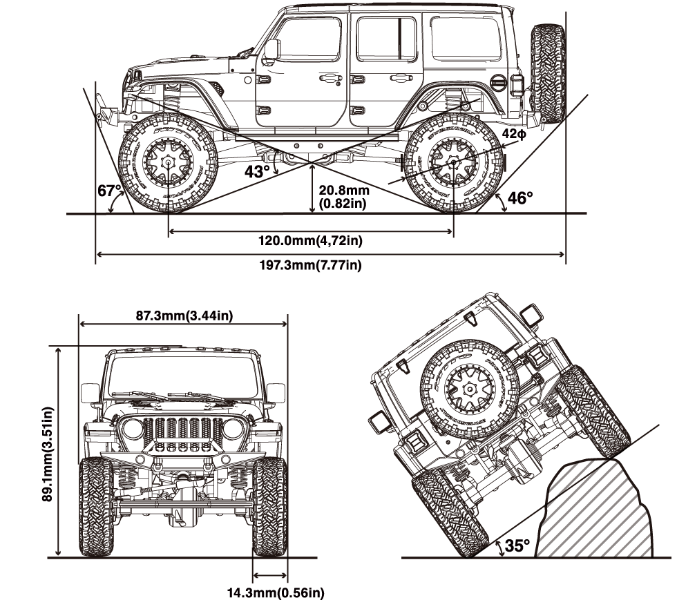 Kyosho Mini-Z Jeep Wrangler Unlimited Rubicon Rock Crawler