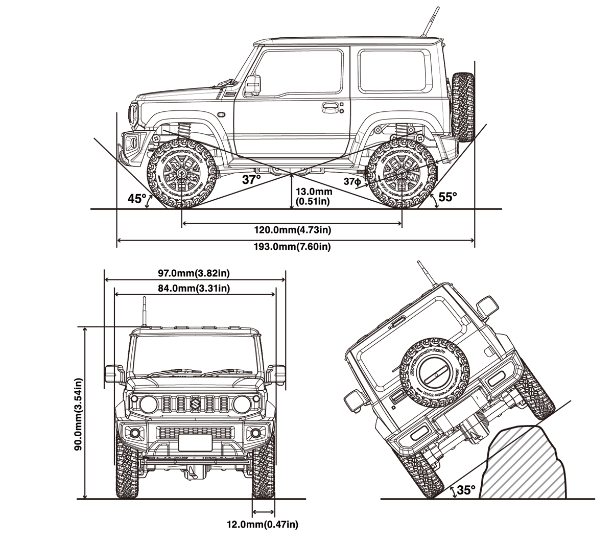Kyosho Mini-Z Suzuki Jimny Sierra 4x4 Rock Crawler