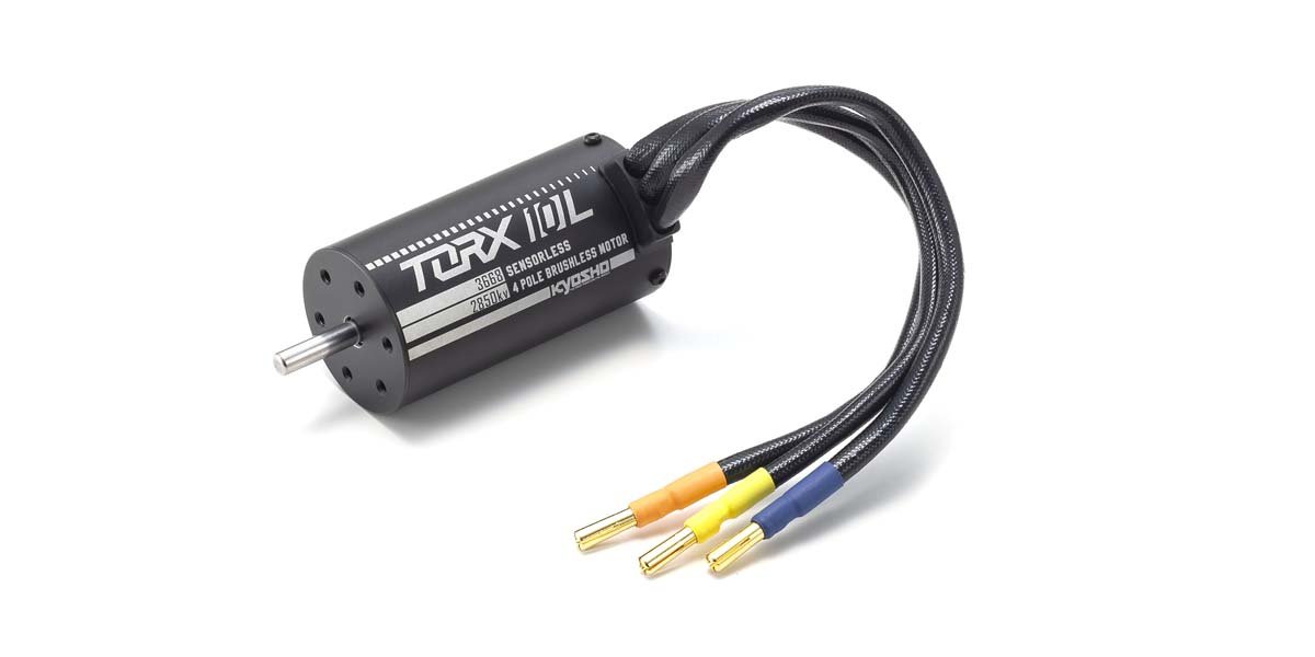 Includes newly developed TORX 10L brushless motor. With 38mm diameter and long 68mm specifications, the motor produces 2850Kv (rotations per volt) and efficiently converts power from the 3S LiPo battery into speed and torque.