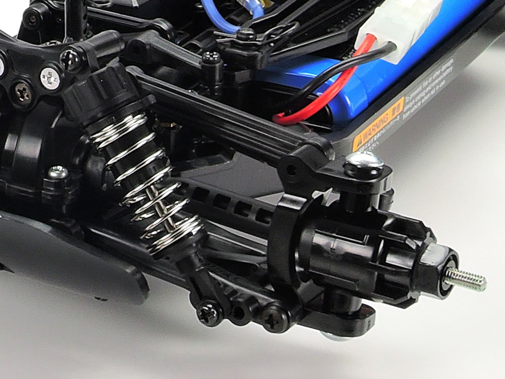 This is a close-up on the long arm front suspension. CVA oil-filled shocks offer excellent performance