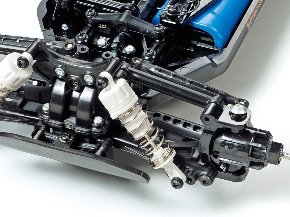 4-wheel independent double-wishbone suspension is fitted with long arms and CVA oil-filled Shocks