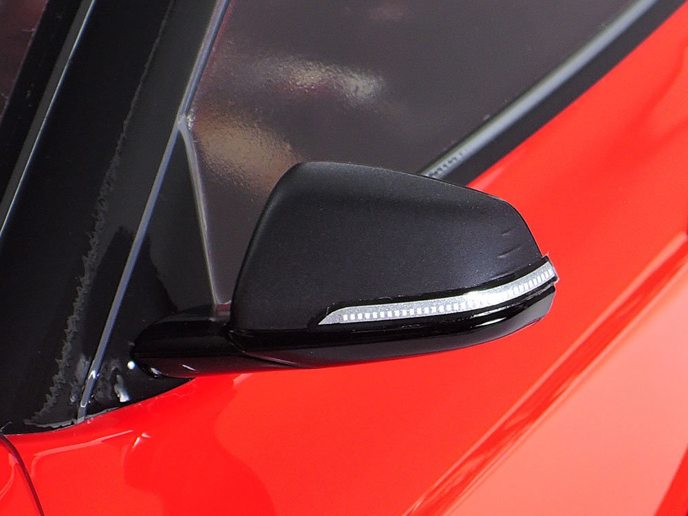 Side mirrors are painted in Black and Semi-Gloss Black, with sticker applied. Even the triple ridges are depicted!
